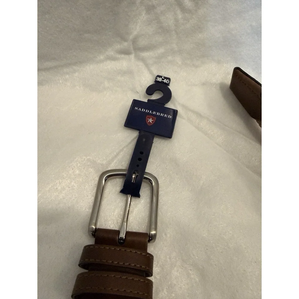 Saddlebred Belt Mens Large SIZE: 38-40  Trim Woven‎ Braided Classic Khaki NWT